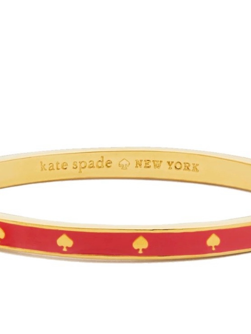 Kate Spade Gold and Red Enamel Hinged Bangle Bracelet - Picture 2 of 5